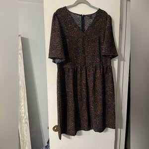 Ann Taylor Factory Navy and Orange Midi Dress